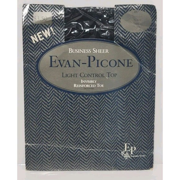 Evan-Picone Light Control Top Pantyhose Invisibly Reinforced Toe Size Small Navy - Picture 1 of 2
